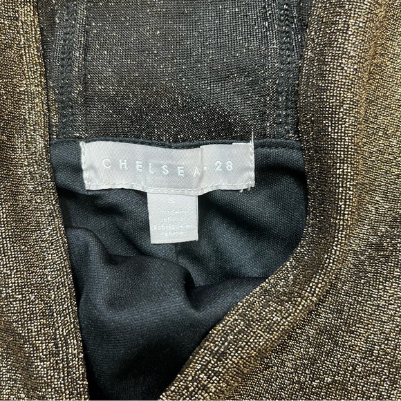 CHELSEA28 Metallic Midi Dress Black Gold Thanksgiving Christmas Holiday Party S - Picture 4 of 13